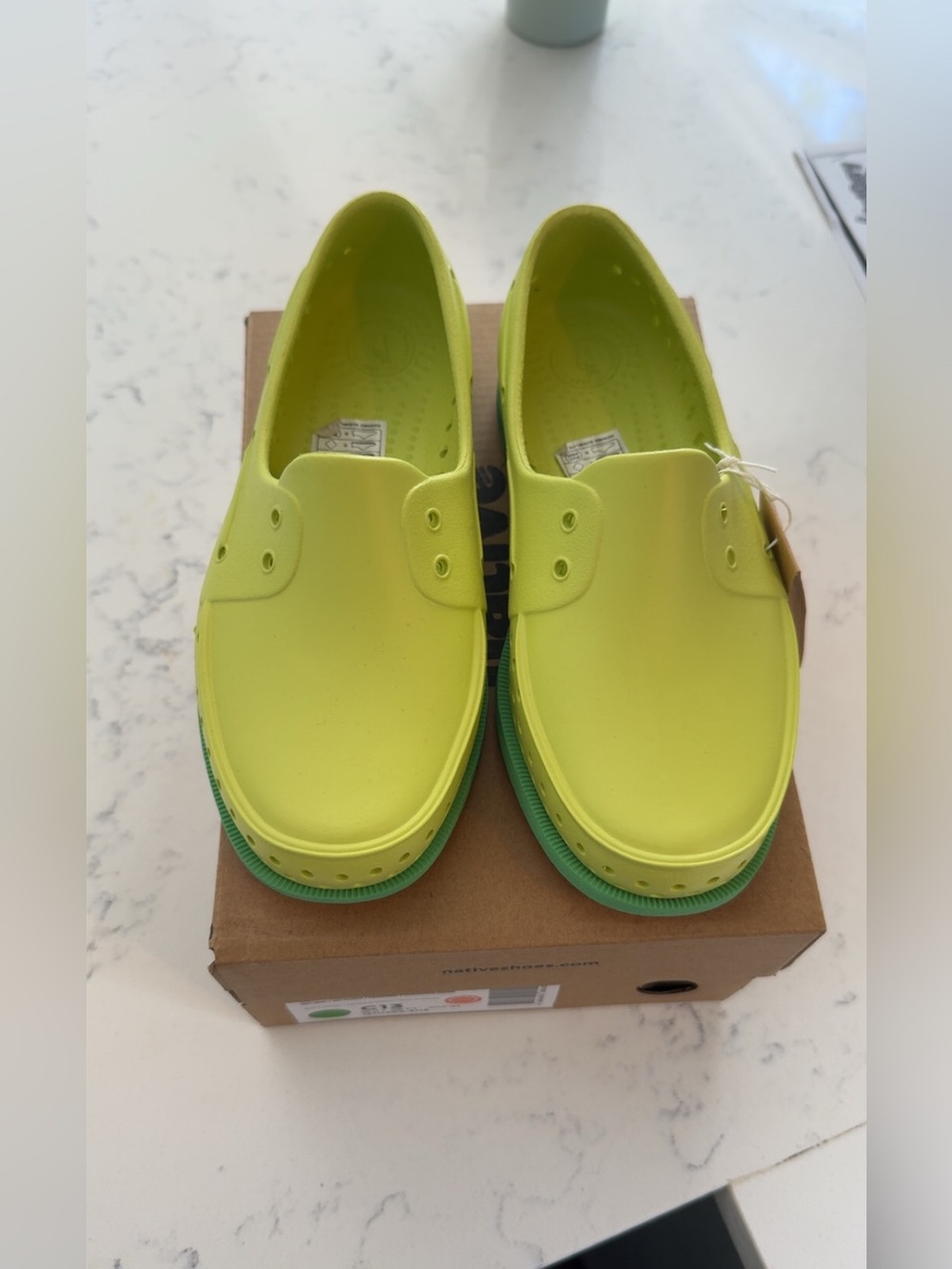 Native Kids Shoes Lime Green with Green Trim. NWT. NBW